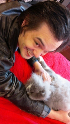 Dan Sartain with Owlbert the Cat